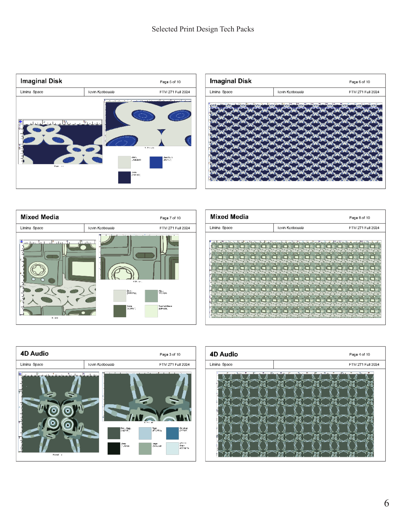 Selected Print Design Tech Packs — Imaginal Disk, Mixed Media, 4D Audio